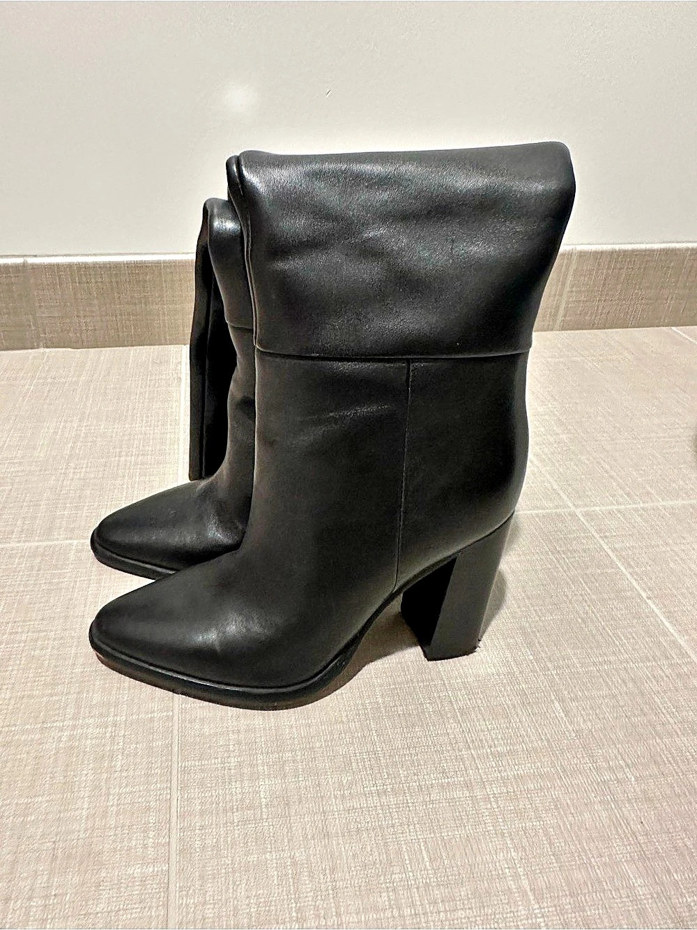 Marc Fisher Lannie Dress Leather Boot Black Leather Tall Heeled Boots